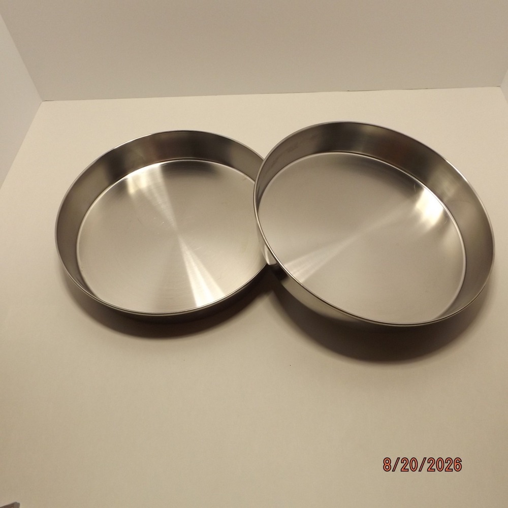 2 Stainless Steel 9" Round Cake Pans READ DESCRIPTION
